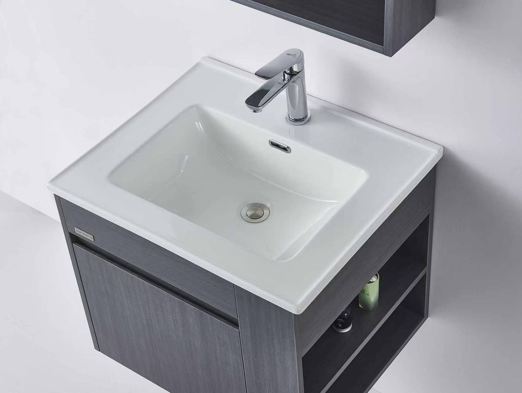 INCHAUD 600mm Slate Grey Vanity Set with Illuminated Mirror Cabinet