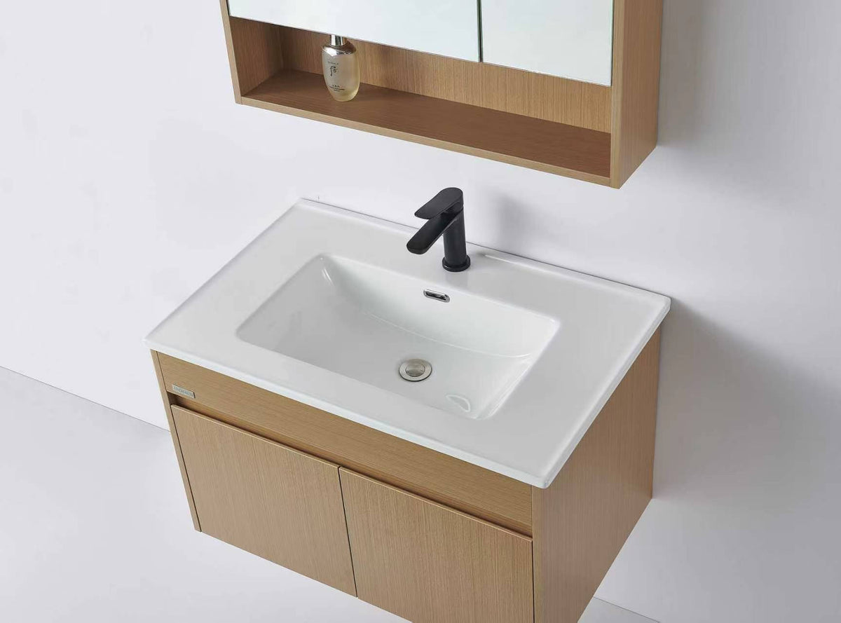 INCHAUD 800mm Scandinavian Oak Vanity Set with Illuminated Mirror Cabinet