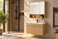 INCHAUD 800mm Scandinavian Oak Vanity Set with Illuminated Mirror Cabinet