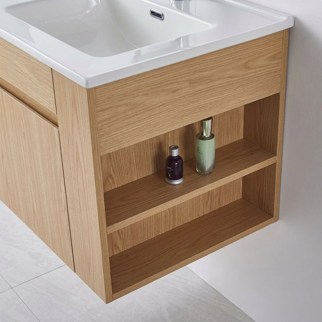 INCHAUD 600mm Scandinavian Oak Vanity Set with Illuminated Mirror Cabinet