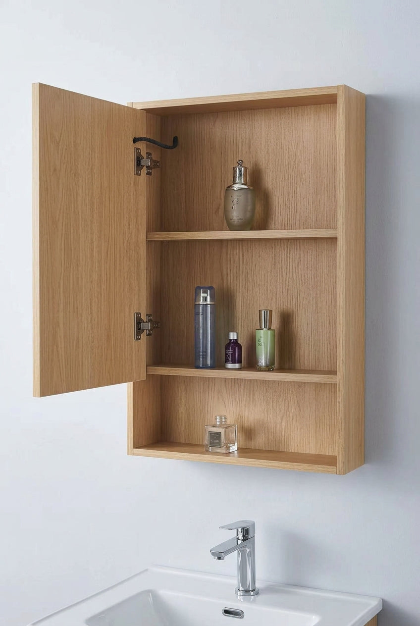 INCHAUD 600mm Scandinavian Oak Vanity Set with Illuminated Mirror Cabinet
