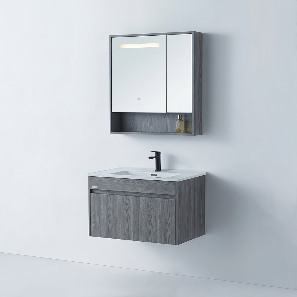 INCHAUD 800mm Slate Grey Vanity Set with Illuminated Mirror Cabinet
