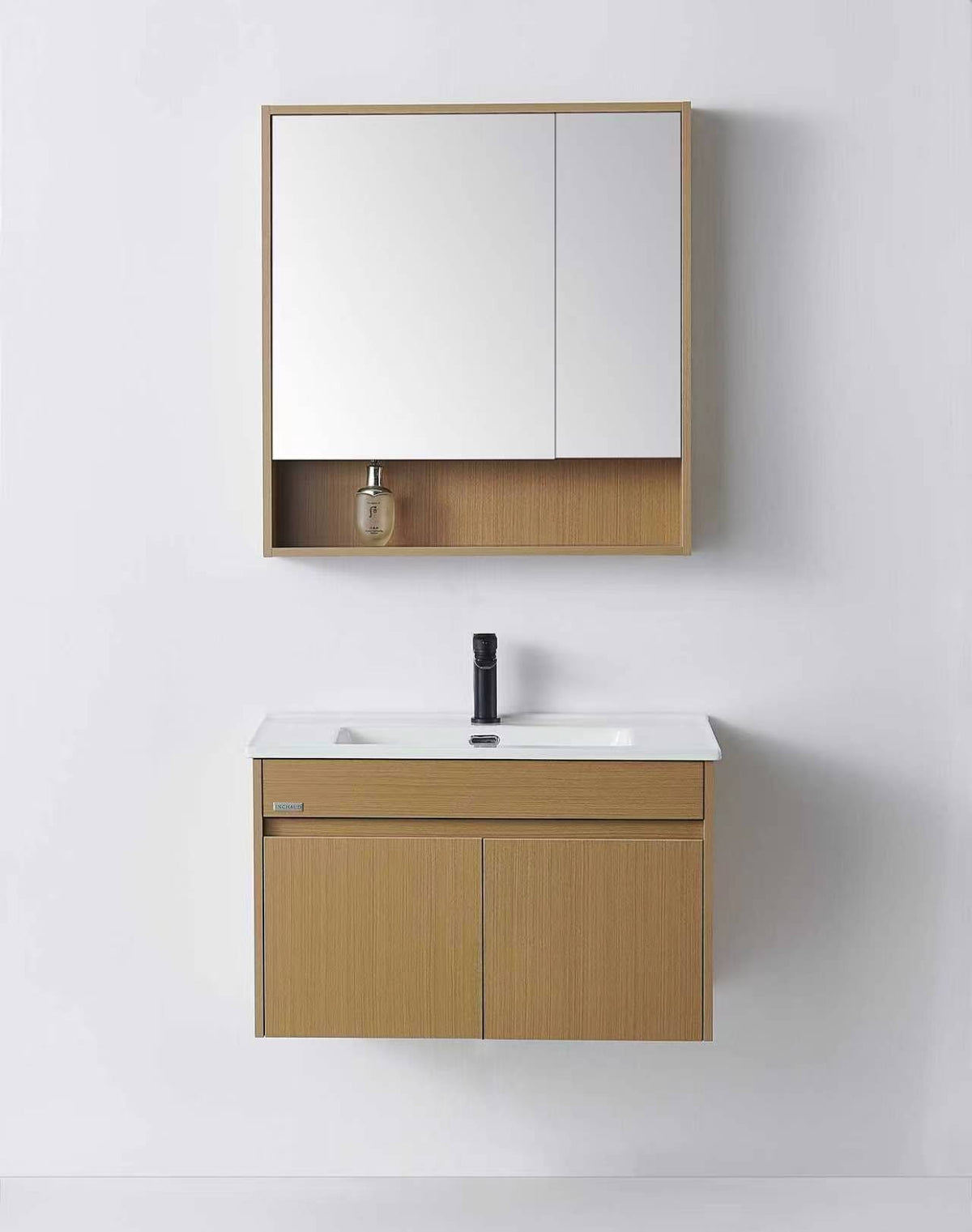 INCHAUD 800mm Scandinavian Oak Vanity Set with Illuminated Mirror Cabinet